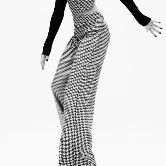Zara Pants - ZARA TEXTURED STRAIGHT LEG PANTS
BLACK / WHITE